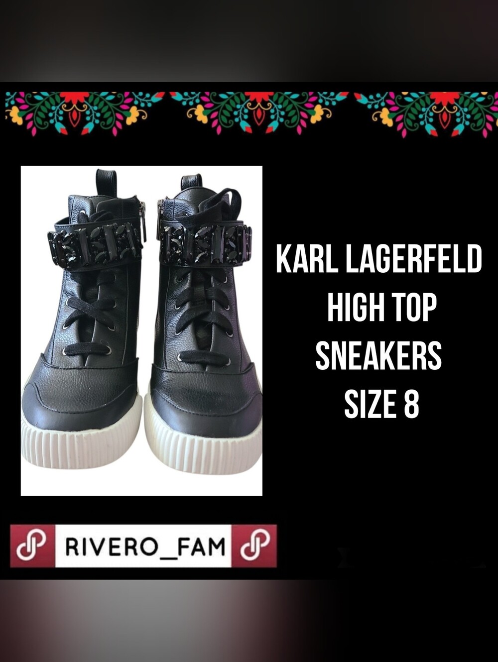 NWOT | KARL LAGERFELD | HIGH TOP SNEAKERS | SIZE 8 - Picture 1 of 12